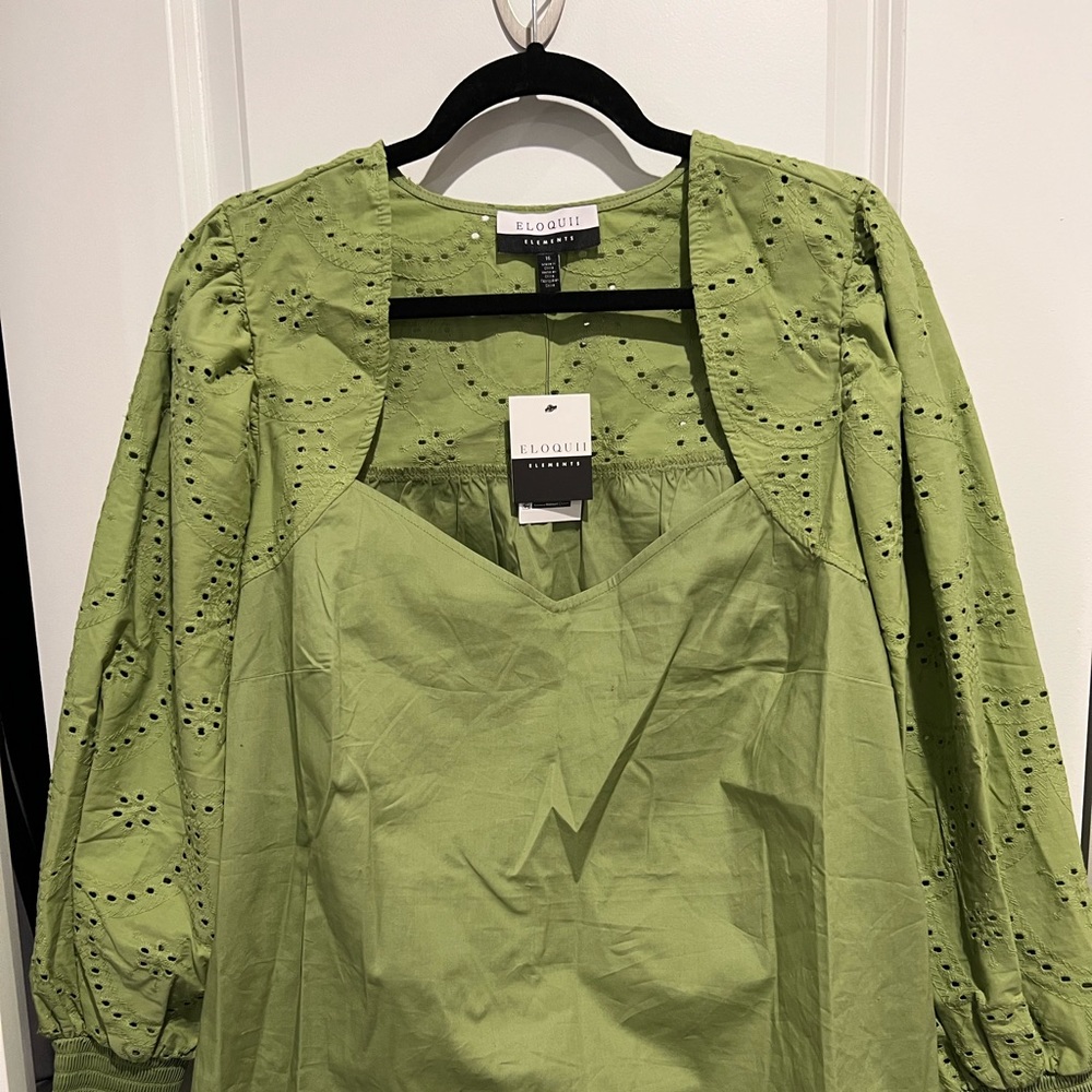 Eloquii Green long sleeve blouse
